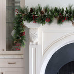 King of Christmas 6' X 12" Redwood Garland with 70 Warm White LED Lights (Battery Operated)