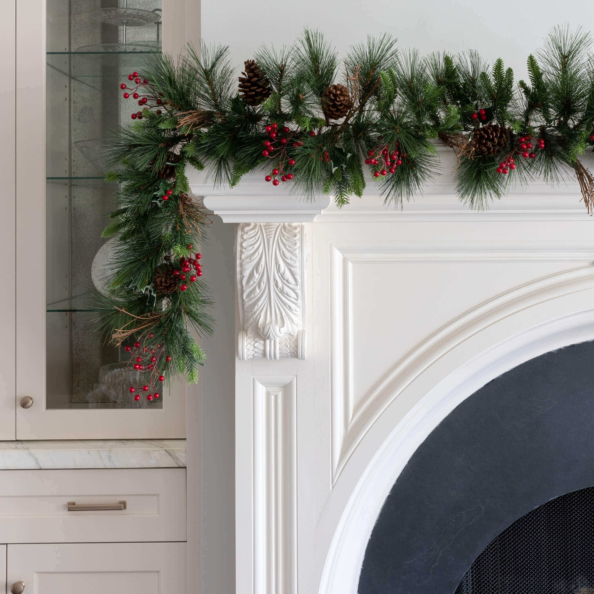 King of Christmas 6' X 12" Redwood Garland with 70 Warm White LED Lights (Battery Operated)