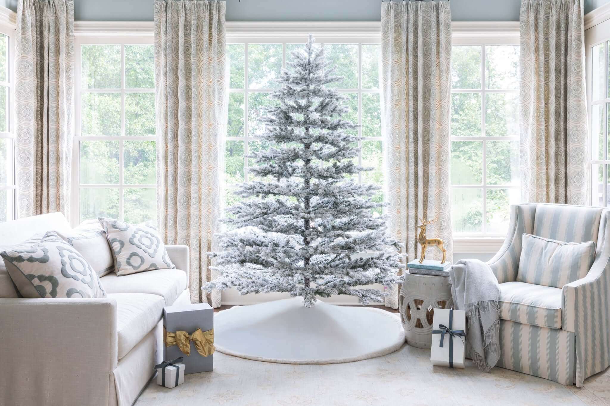 King of Christmas 9' Rushmore Flock Quick-Shape Tree Unlit