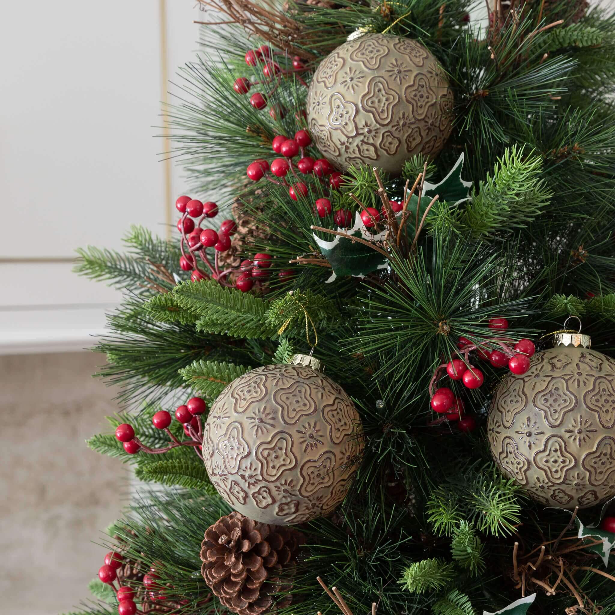 King of Christmas Rustic Green Glass Ornaments (4Pack)