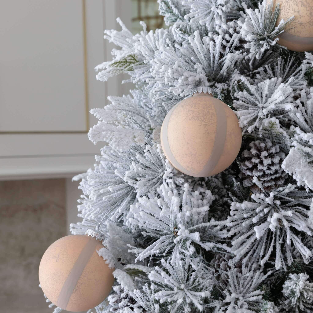 King of Christmas Rustic Stripe Glass Ornaments (4 Pack)
