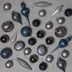King of Christmas Winter Wonderland 15 Piece Glass Ornament Set (Blue and Gray)