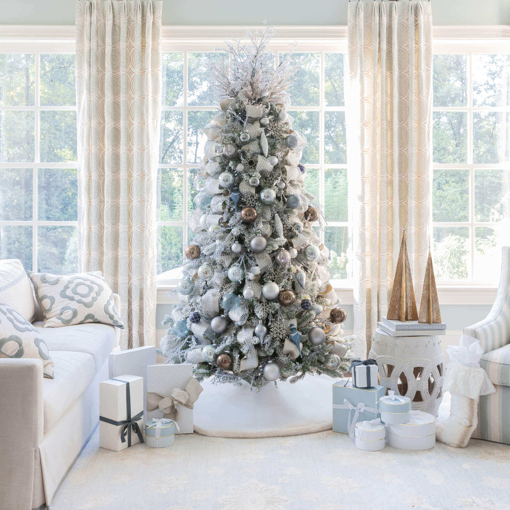 King of Christmas Winter Wonderland 15 Piece Glass Ornament Set (Blue and Gray)