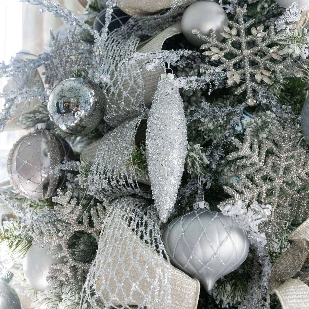 King of Christmas Winter Wonderland 15 Piece Glass Ornament Set (Blue and Gray)
