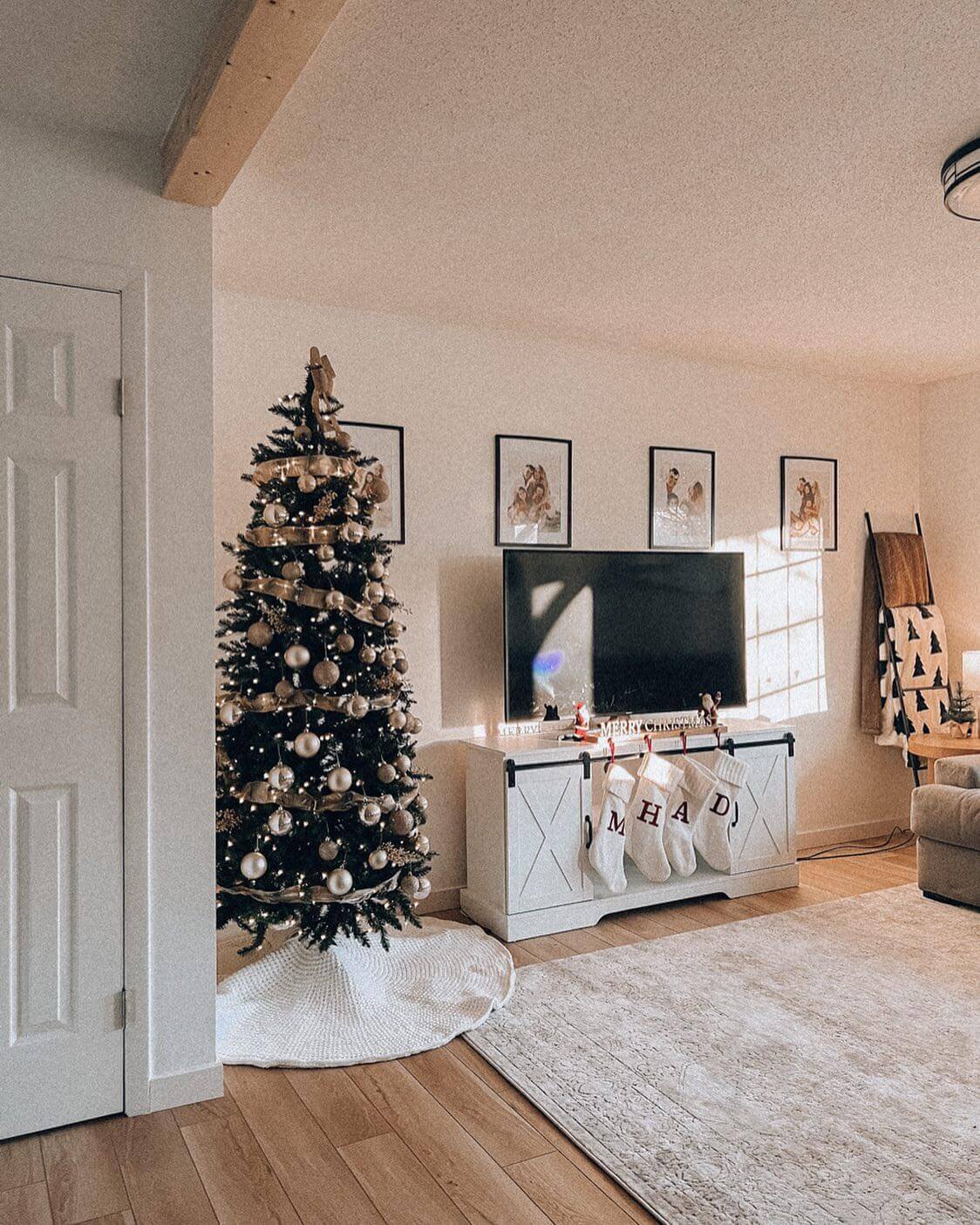 King of Christmas 6.5' Yorkshire Fir Slim Artificial Christmas Tree with 400 Warm White LED Lights