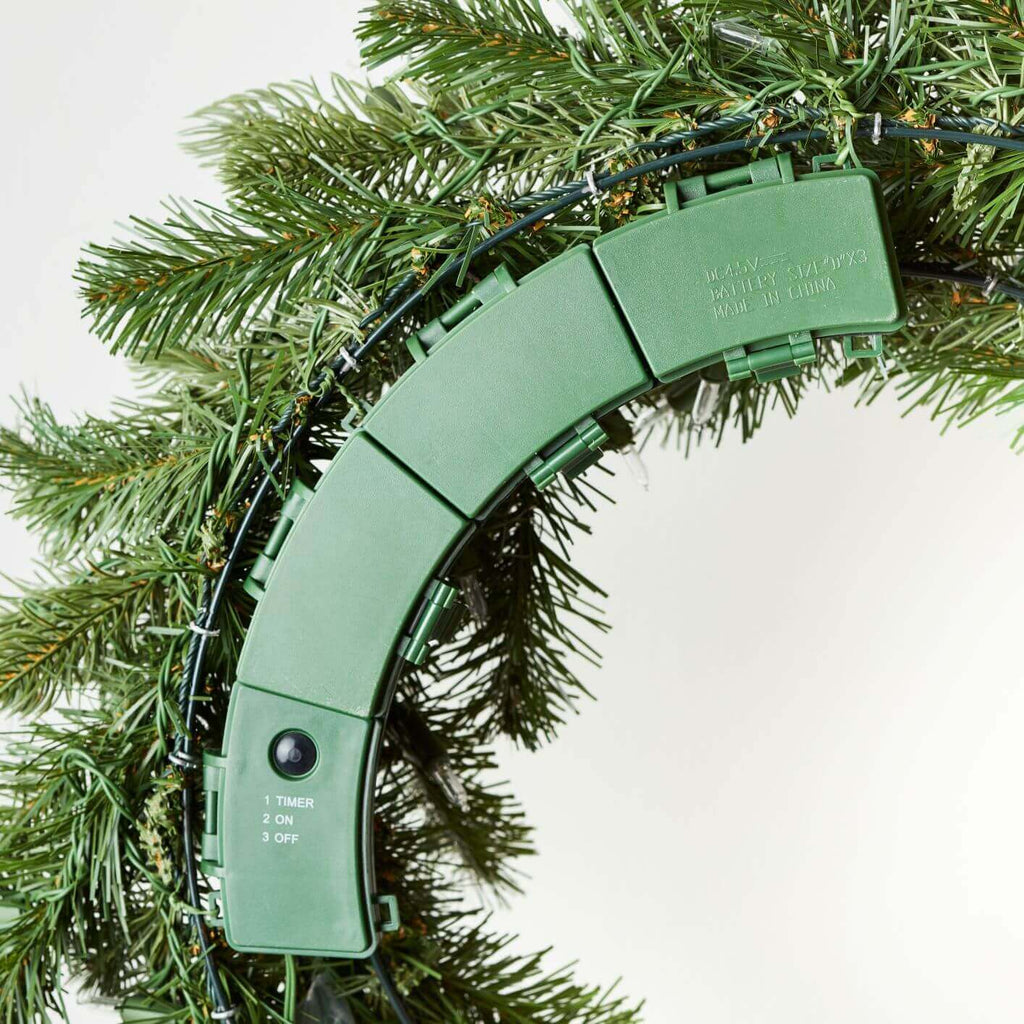 King of Christmas 24" Cypress Spruce Wreath with Warm White LED Lights (Battery Operated)