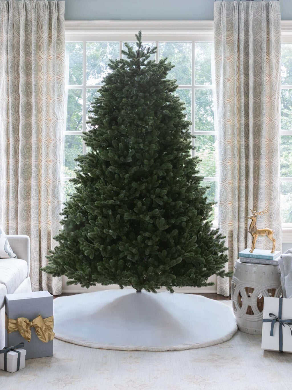 King of Christmas 9' Aspen Fir Quick-Shape Tree with 2000 Warm White & Multi-Color LED Lights