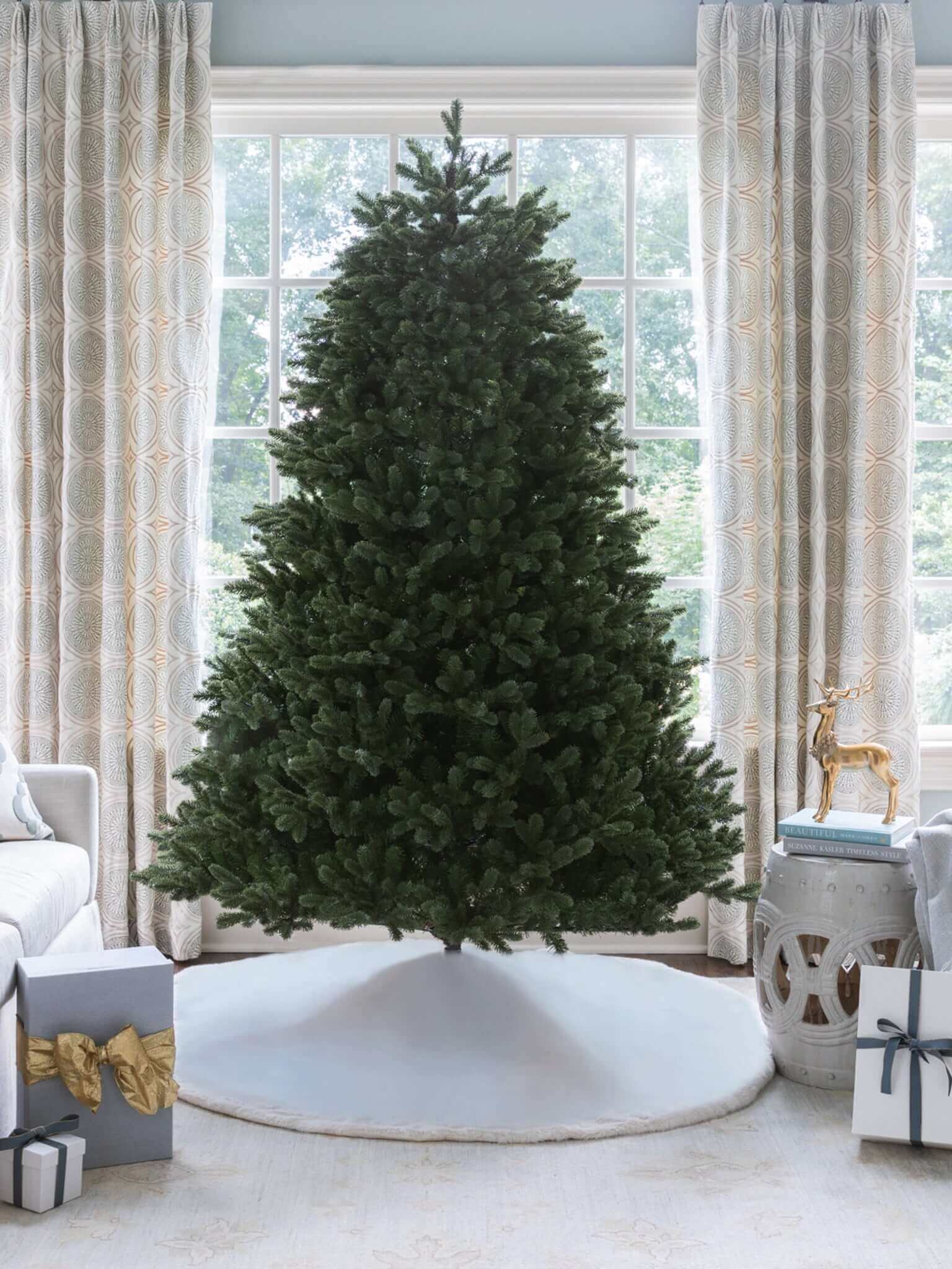 King of Christmas 9' Aspen Fir Quick-Shape Tree with 2000 Warm White & Multi-Color LED Lights