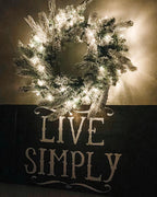 King of Christmas 24" King Flock® Wreath with Warm White LED Lights (Battery Operated)