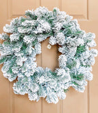 King of Christmas 24" King Flock® Wreath with Warm White LED Lights (Battery Operated)
