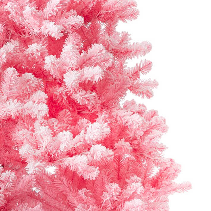 King of Christmas (OPEN BOX) 6.5' Duchess Pink Flock Tree Warm White LED Lights, FINAL SALE