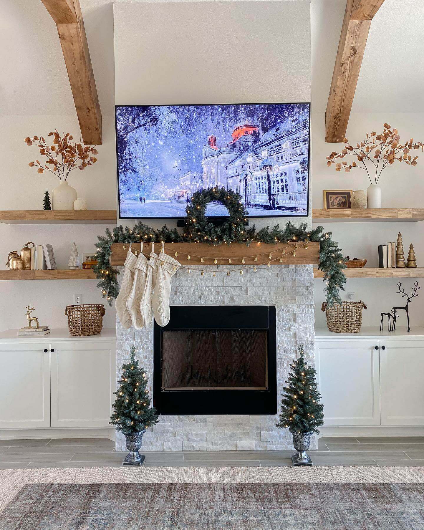 King of Christmas Tribeca Spruce Blue Collection 4-Piece Set with Warm White LED Lights (Battery Operated)