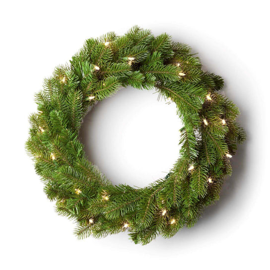 King of Christmas 24" King Douglas Fir Wreath with Warm White LED Lights (Battery Operated)