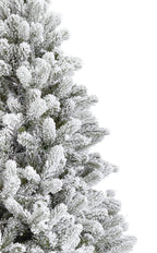 King of Christmas (OPEN BOX) 7.5' KING FLOCK® SLIM CHRISTMAS TREE WARM WHITE LED LIGHTS FINAL SALE