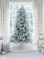 King of Christmas 12' King Flock® Quick-Shape Artificial Christmas Tree with 1650 Warm White LED Lights
