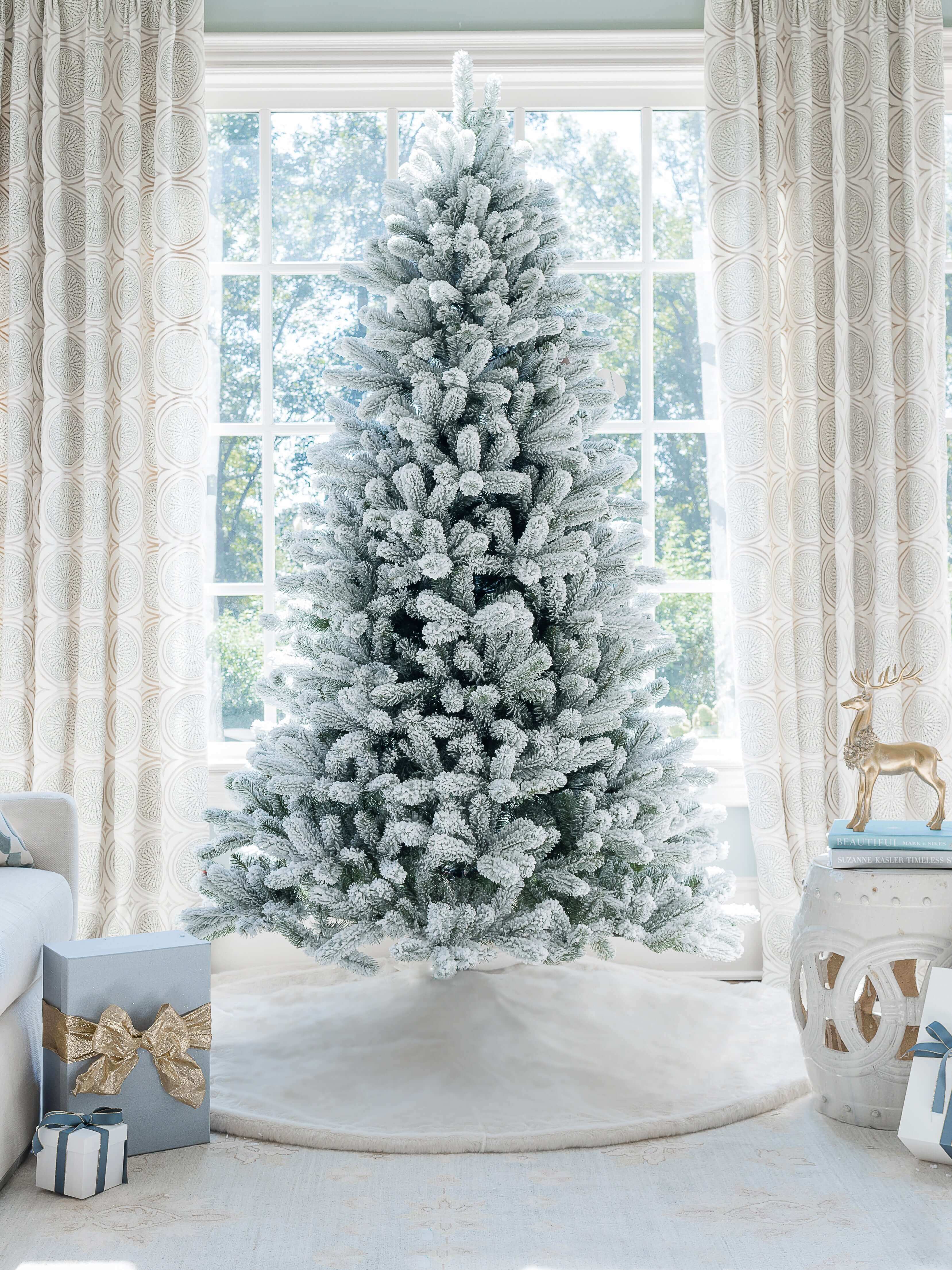 King of Christmas 6.5' King Flock® Artificial Christmas Tree Unlit