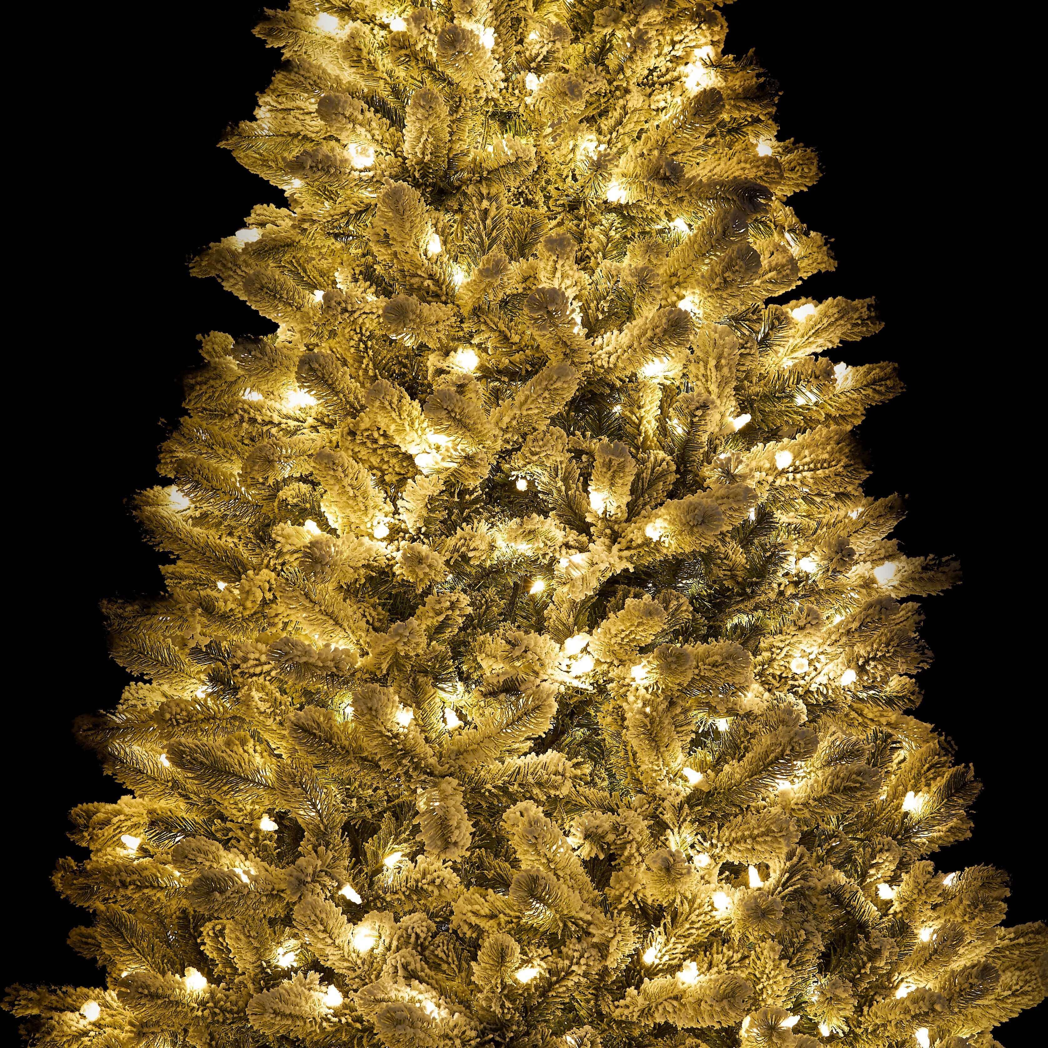 King of Christmas (OPEN BOX) 7.5' KING FLOCK® ARTIFICIAL TREE 800 WARM WHITE LED LIGHTS FINAL SALE