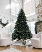 King of Christmas 12' King Fraser Fir Quick-Shape Artificial Christmas Tree with 2300 Warm White & Multi-Color LED Lights