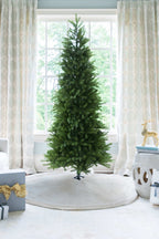 King of Christmas 9' King Fraser Fir Slim Quick-Shape Artificial Christmas Tree with 900 Dual Color Warm White & Multi-Color LED Lights