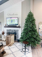 King of Christmas 12' King Fraser Fir Quick-Shape Artificial Christmas Tree with 2300 Warm White & Multi-Color LED Lights