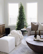 King of Christmas 9' Royal Fir Slim Quick-Shape Artificial Christmas Tree with 900 Warm White & Multi-Color LED Lights