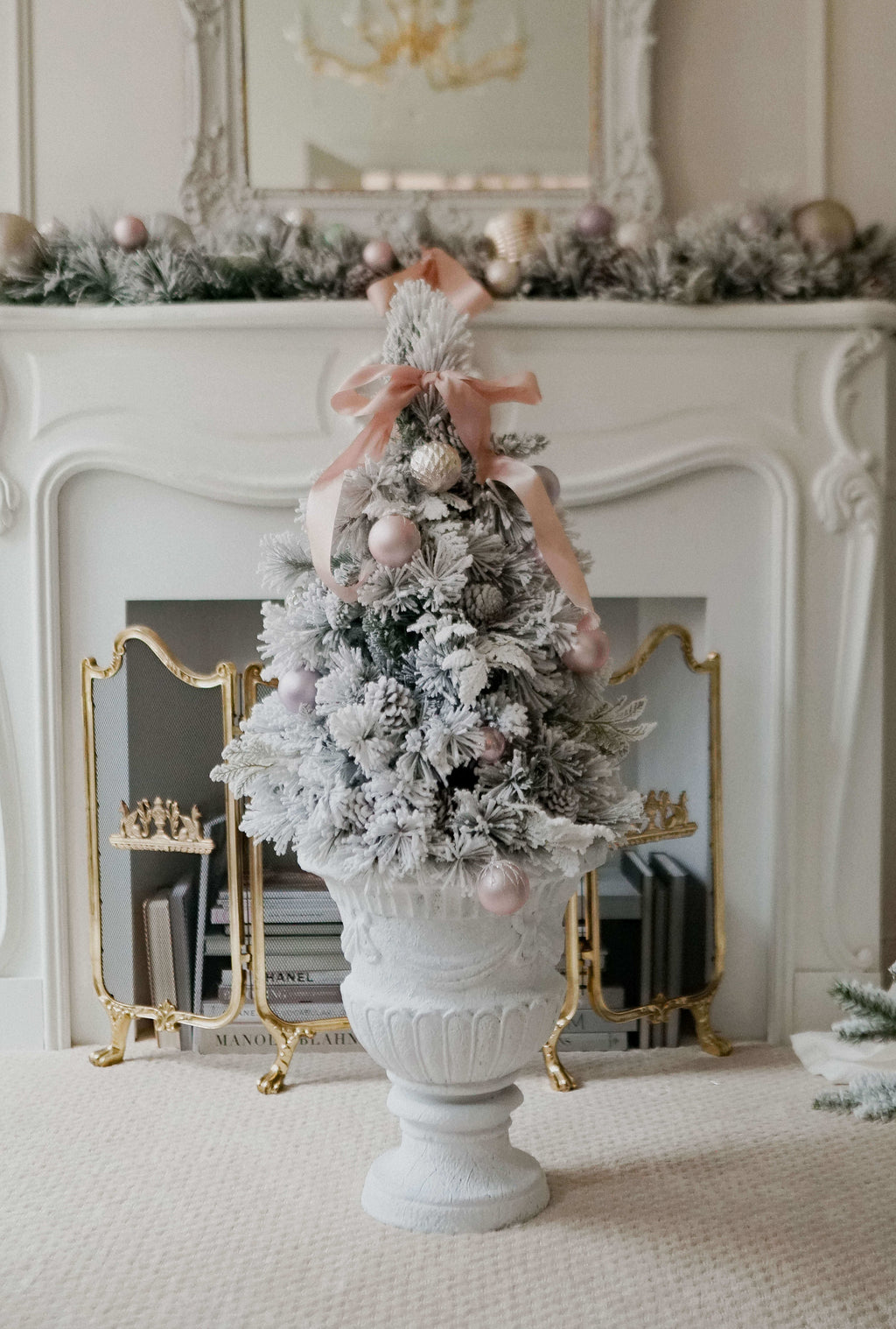 King of Christmas 3' Marquis Flock Tabletop Tree with 70 Warm White LED Lights